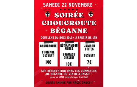 📣 Rendez-vous le samedi 22 novembre pour la traditionnelle Soirée Choucroute🔴⚫